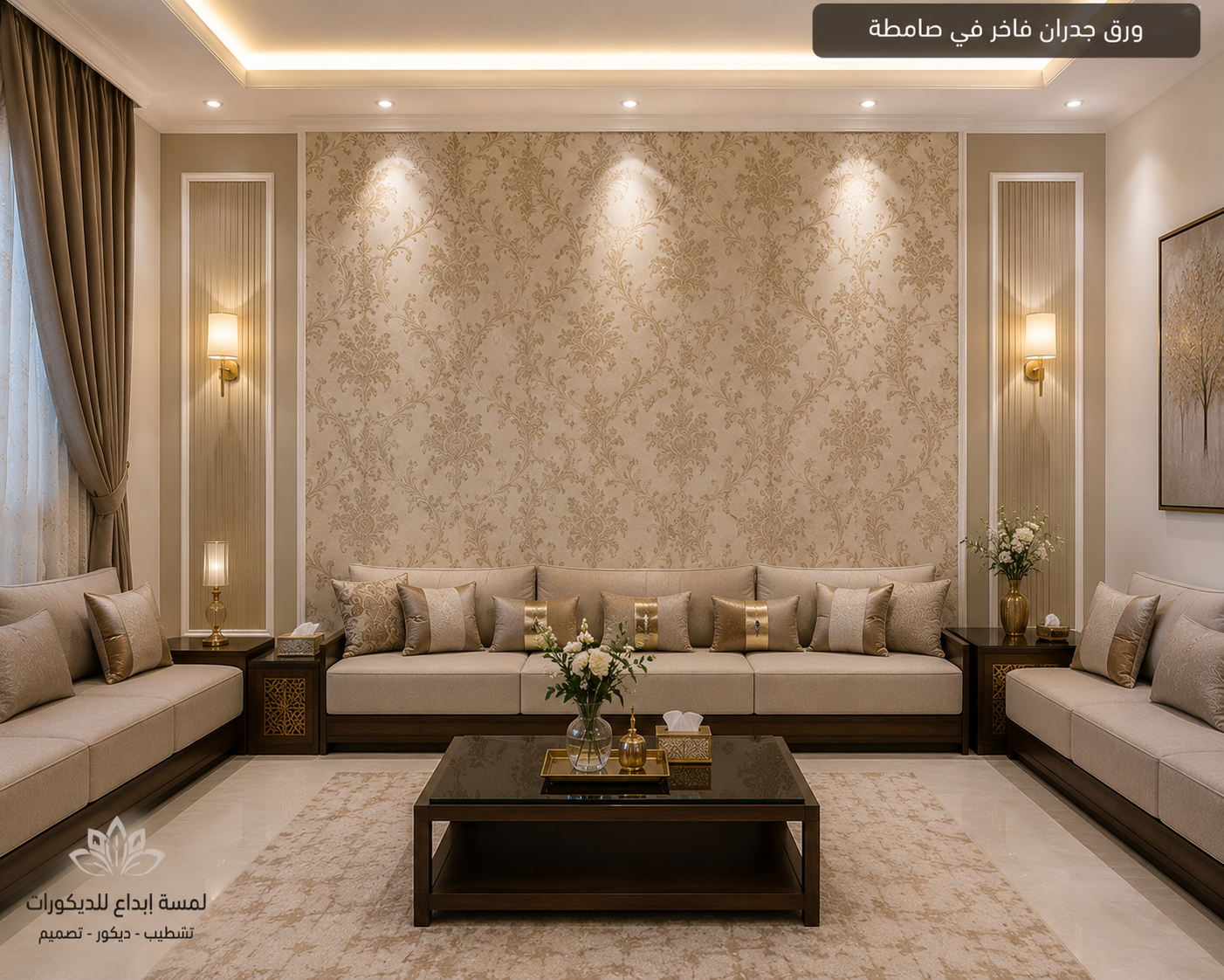 مشروع تركيب بديل الخشب لجدار مجلس بتصميم عصري في خميس مشيط